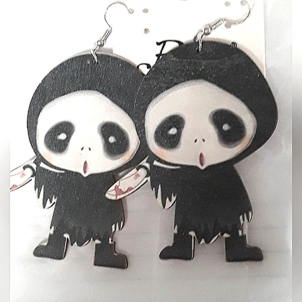 Halloween Spooky Panda Bear Earrings Goth Halloween Fall Jewelry NEW